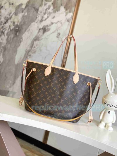 New Replica L---V Neverfull Bandoulière Inside Out MM Brown Handbag Reversible Design